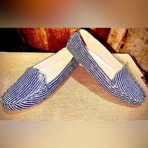 Cole Haan Driver Moccasin Blue & White Striped Size 6